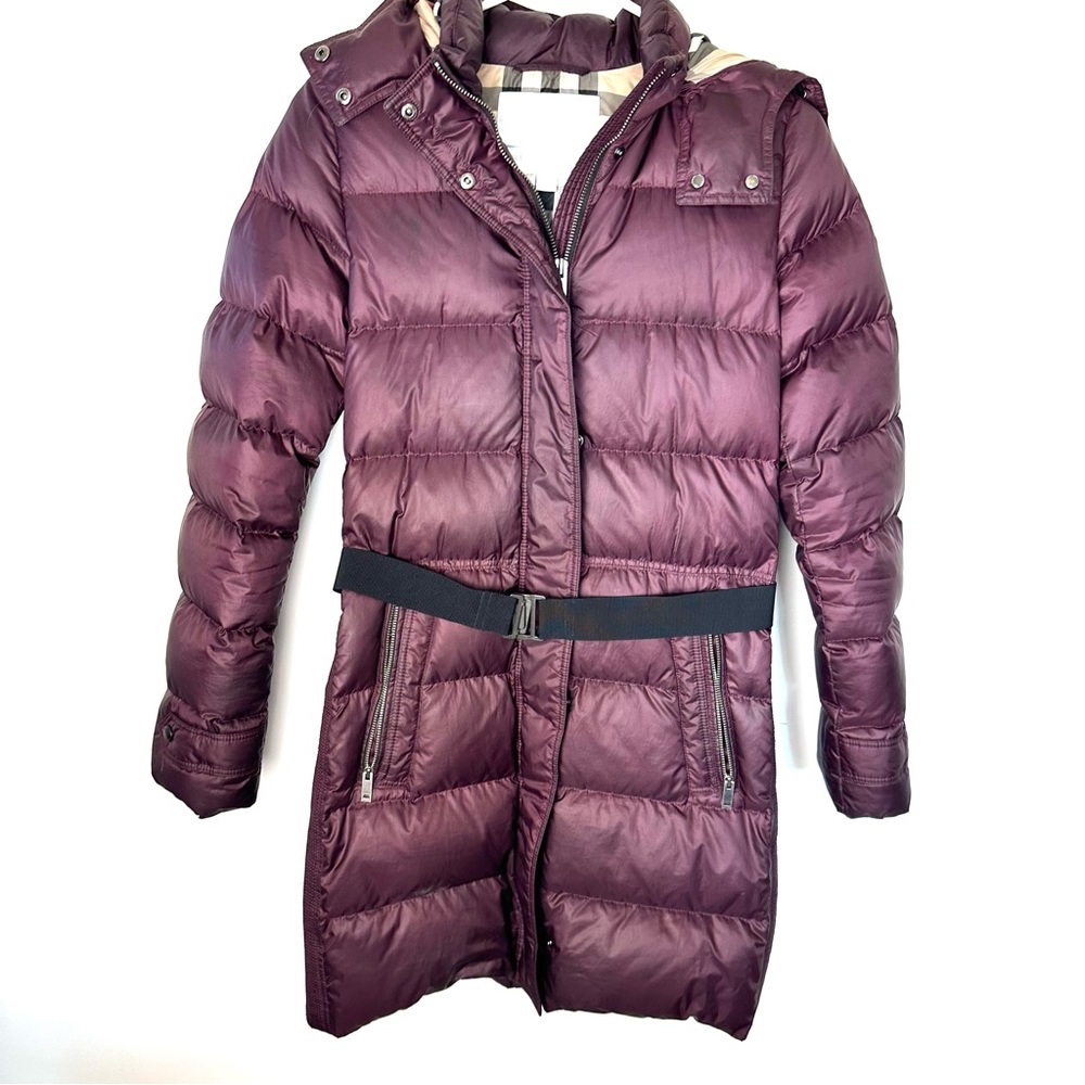 BURBERRY gorgeous warm down puffer coat. Plum color.  size 14y or 164 cm.
